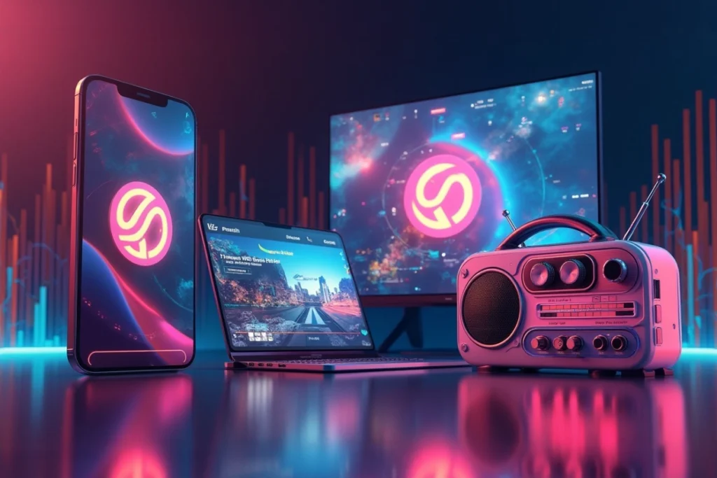 Image illustrant la cohérence d’une identité sonore sur plusieurs canaux digitaux et relationnels dans une stratégie d’audio branding omnicanale.