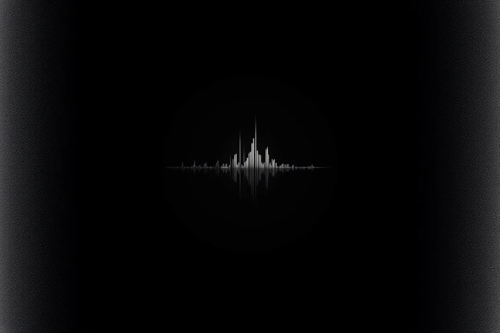 Une onde sonore se transformant en logo stylisé