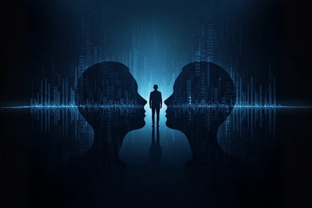 Illustration de l’audio branding montrant une identité sonore de marque construite autour d’ondes sonores et de communication digitale cohérente.