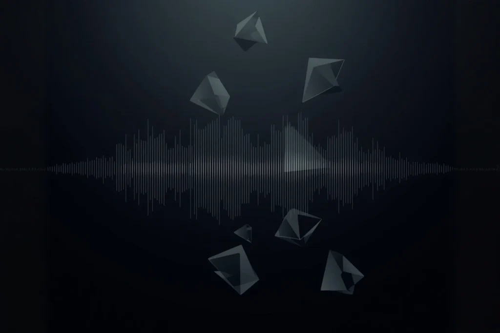 Illustration d’une signature sonore en audio branding avec une onde sonore digitale représentant l’identité sonore d’une marque.